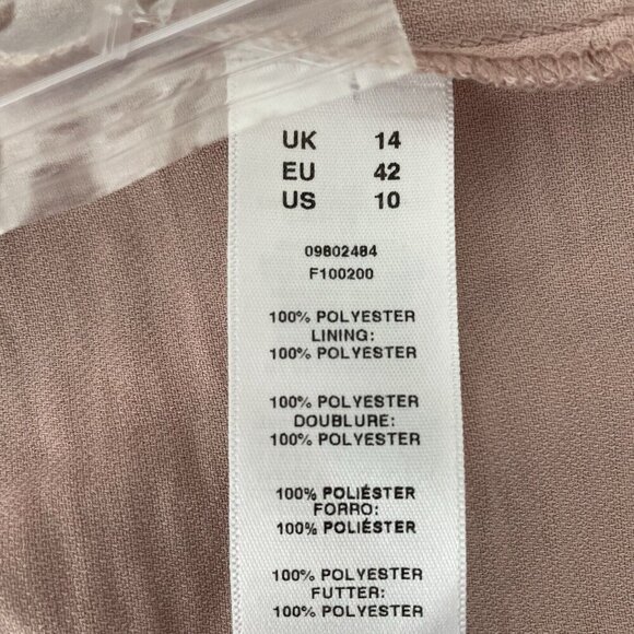 ASOS Mauve Pink Dress Open Slit Back Long Sleeve Demure High Neck Office Size 10 - Picture 7 of 10